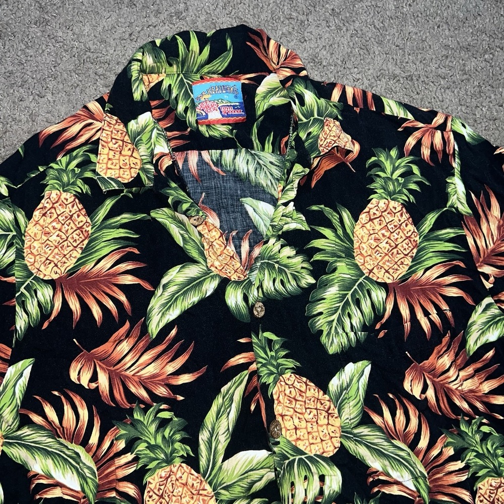 Vintage Joe Kealohas Reyn Spooner Shirt Men's Small Hawaiian Button Floral Black